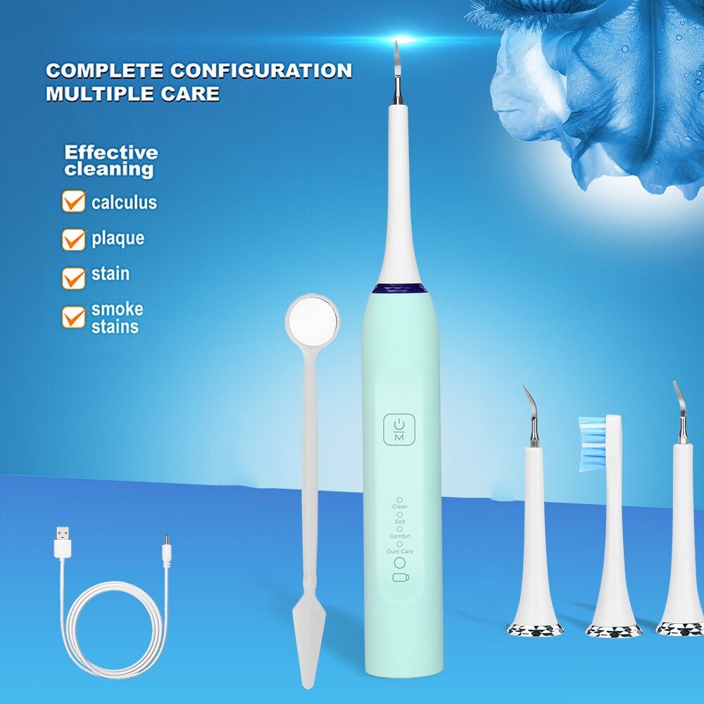 Electric Toothbrush Scaler 2 in 1 Dental Vibrition Sonic Remove Calculus Smoke Stain Tartar Clean Whiten Teeth Replaceable Head