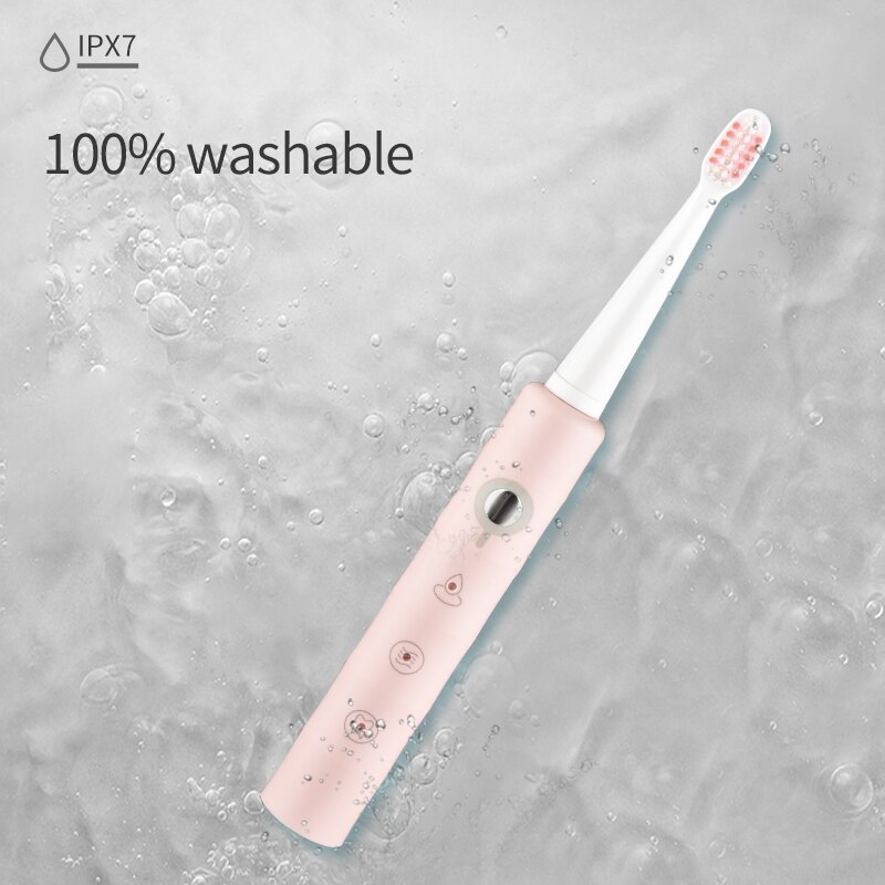 USB Rechargeable Waterproof  Sonic Couples Electric Toothbrush 6 Gears Soft Bristle Adult Tooth Brushes Replacement Heads Set