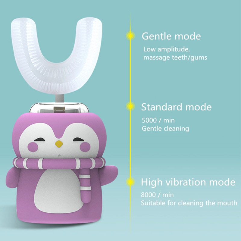 New Electric Toothbrush Kids 360 Degrees Sonic Intelligent Automatic Electric Toothbrush 3 Modes Rechargeable U Type Tooth brush