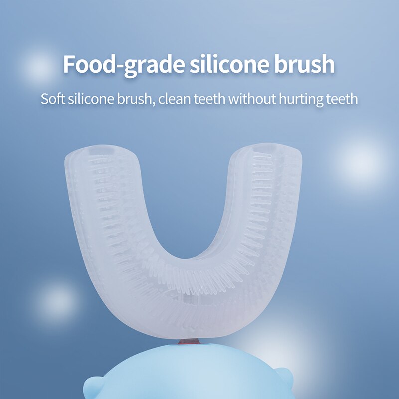 Ultrasonic Vibration Electric Toothbrush Kids U Shaped Sonic Automatic Silicon Waterproof Cartoon Children Baby Oral Care