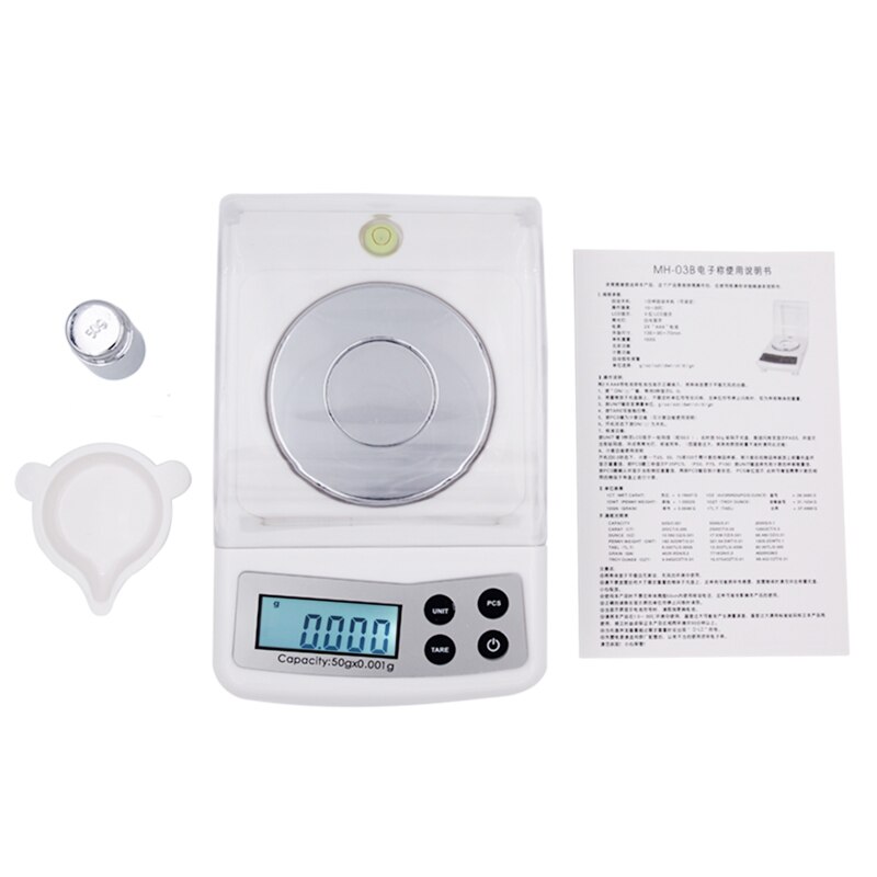 50g 0.001g Electronic Jewelry Scales Gold Germ Lab Weight Balance 0.001g Precision LCD Digital Counting Carat Milligram Scale