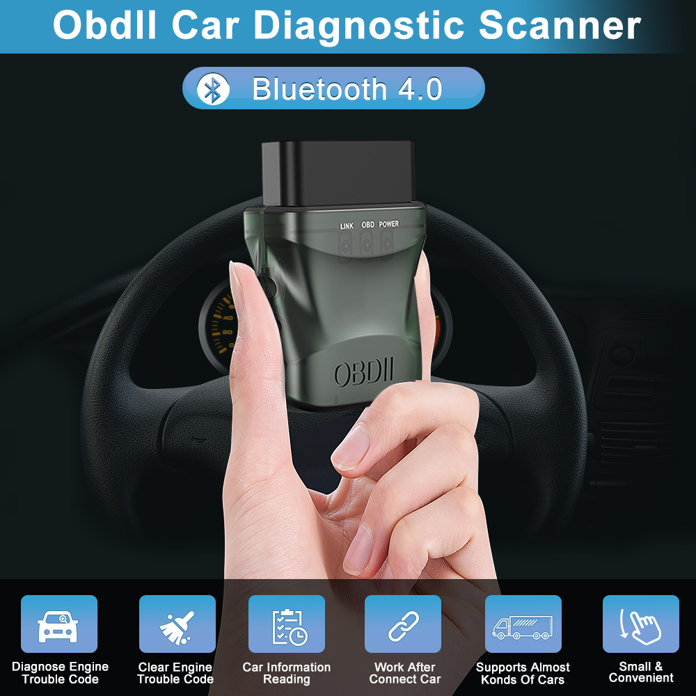 ELM327 V1.5 OBD2 Auto Scanner Wireless Bluetooth 4.0 OBD Reader Adapter OBD II Car Diagnostic Tool for IOS Android PC