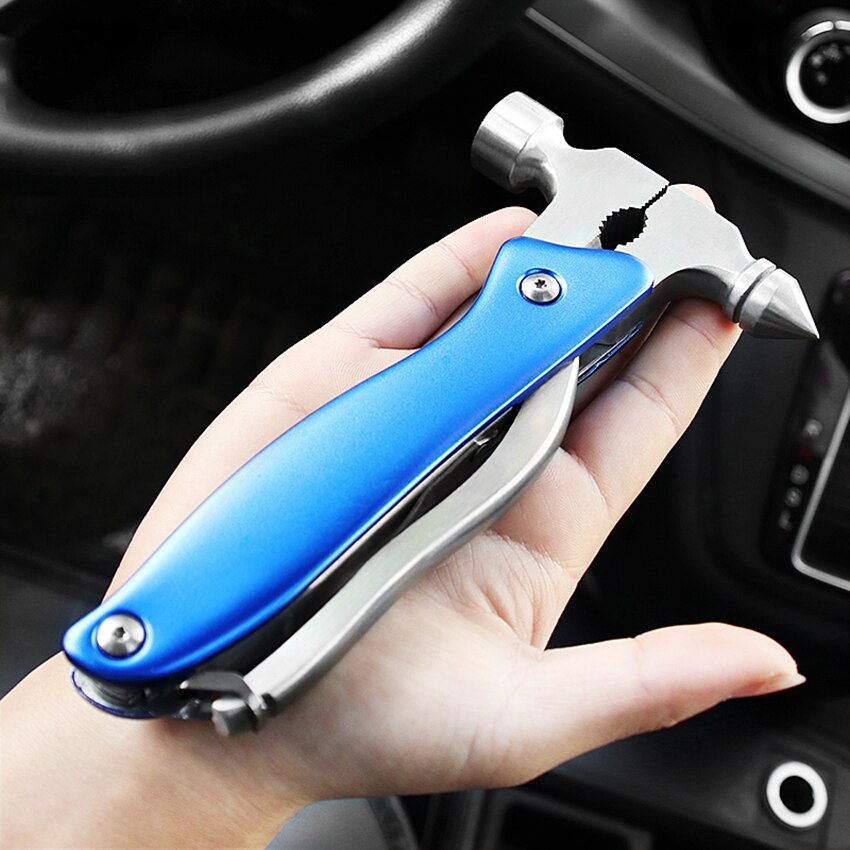 Outdoor Emergency Escape Tool Safety Seatbelt Cutter Window Glass Breaker LED Flashlight Multifunction for Camping, Car, Hiking