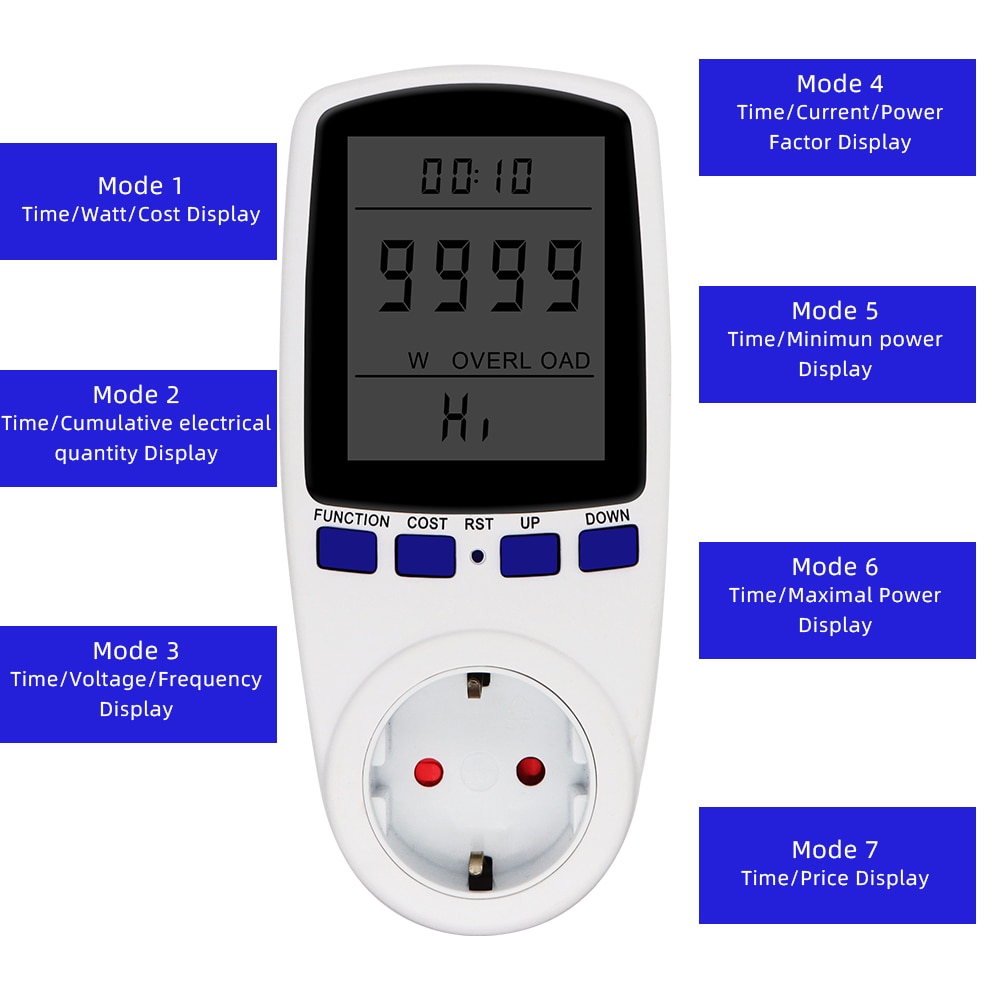 EU Digital Volt Voltage Wattmeter Power Analyzer AC 230V Electronic Power Energy Meter Automatic Kwh Power Switch