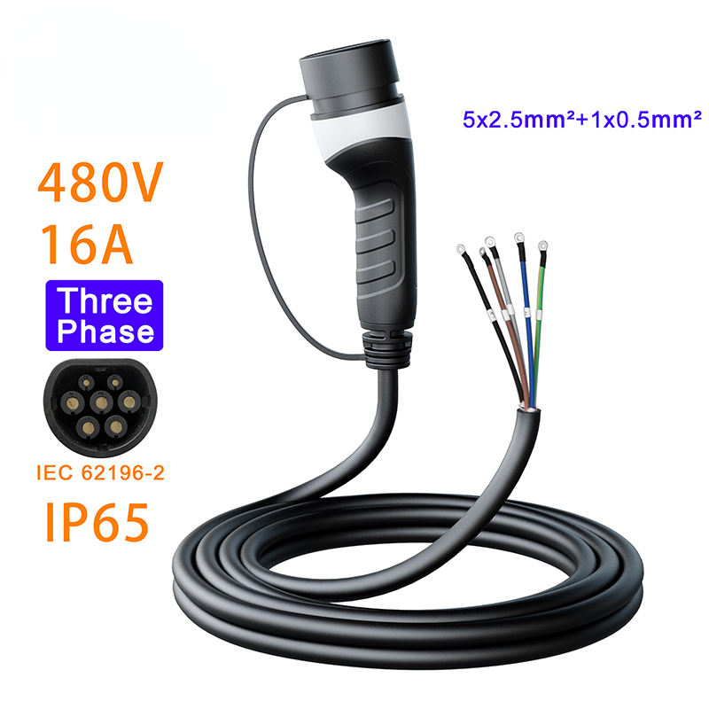 EV Charger Type2 Female Car side 5m Cable 32A 8KW 1Phase Car Charging Station 3Phase 11KW22KW IEC62196-2 for Electric Car