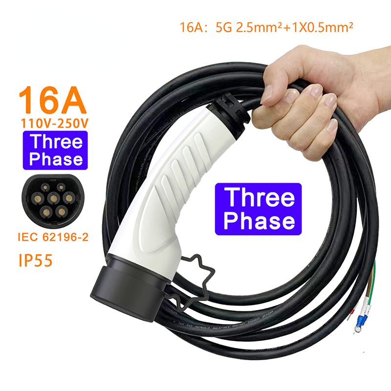 EVSE Charger Cable 16A 11KW 3 Phase Type 2 Plug Female Adapter IEC62196-2 Connector for Electric Car Charging Station