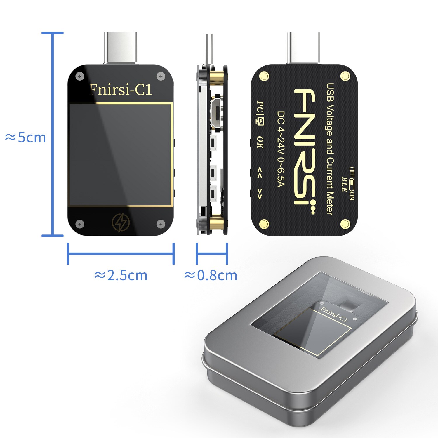 FNIRSI-C1 Type-C PD Trigger USB-C Voltmeter Ammeter Fast Charging Protocol Test Type-C Meter Power Bank Tester With PC Software