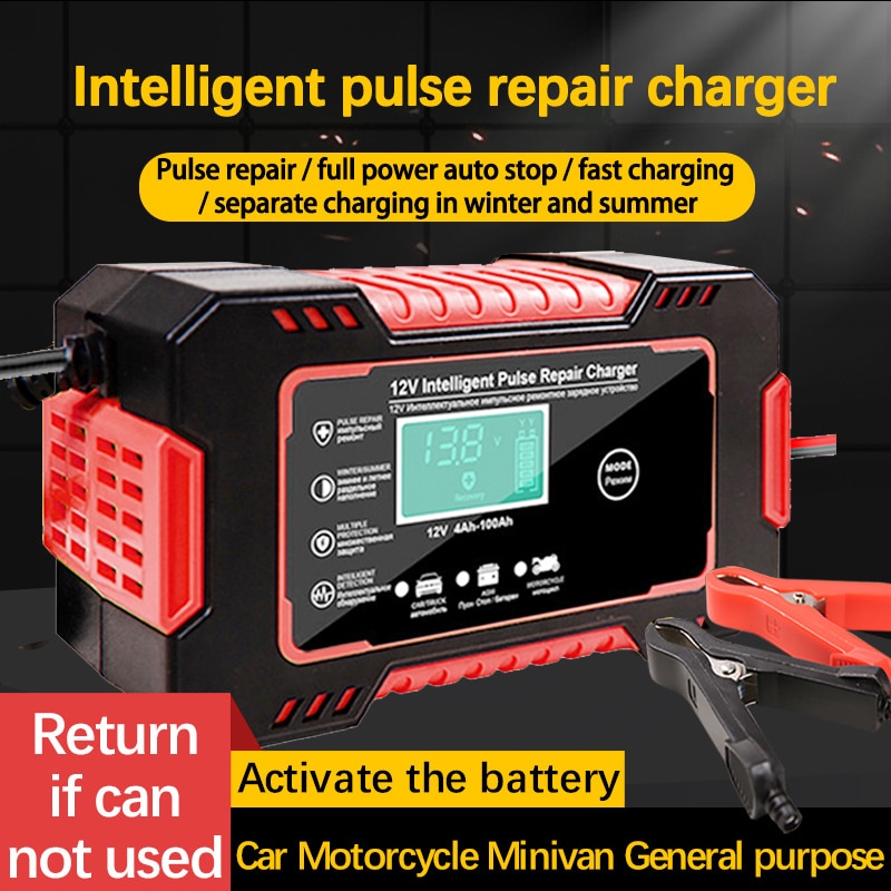 Full Automatic Car Battery Charger 12V Digital Display Battery Charger Power Puls Repair Chargers Wet Dry Lead Acid