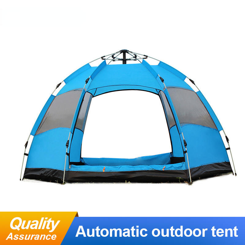 Fully Automatic Hexagonal Tent 3-5 Person Camping Windbreak Dual Layer Waterproof Tent Foldable Sturdy Portable OutdoorEquipment