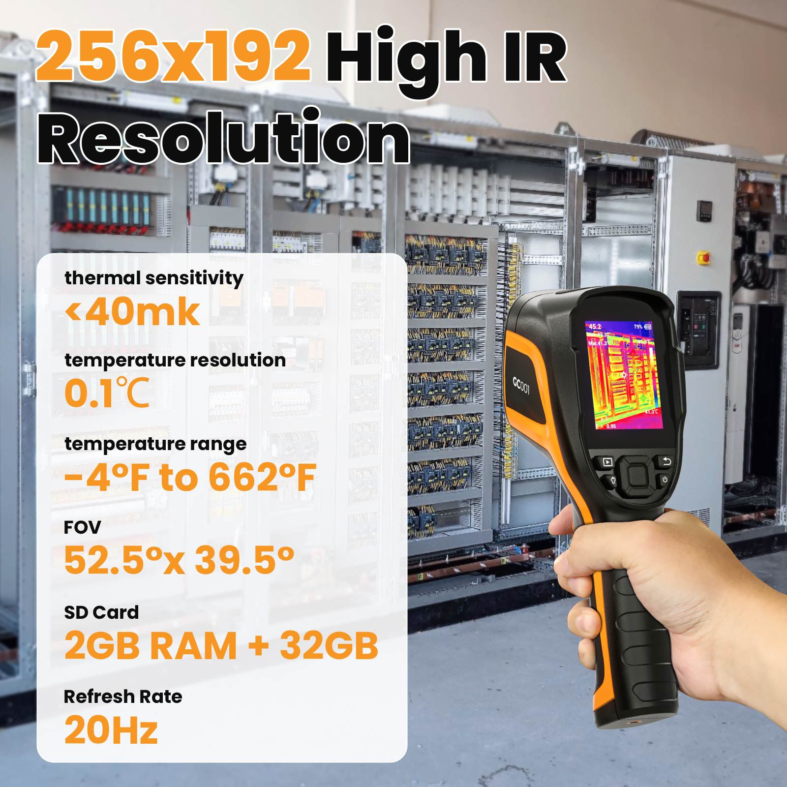 GODIAG GC001 Handheld Thermal Imaging Camera, 256 x 192 IR High Resolution, Infrared Camera Support PC Analysis & Video Recording