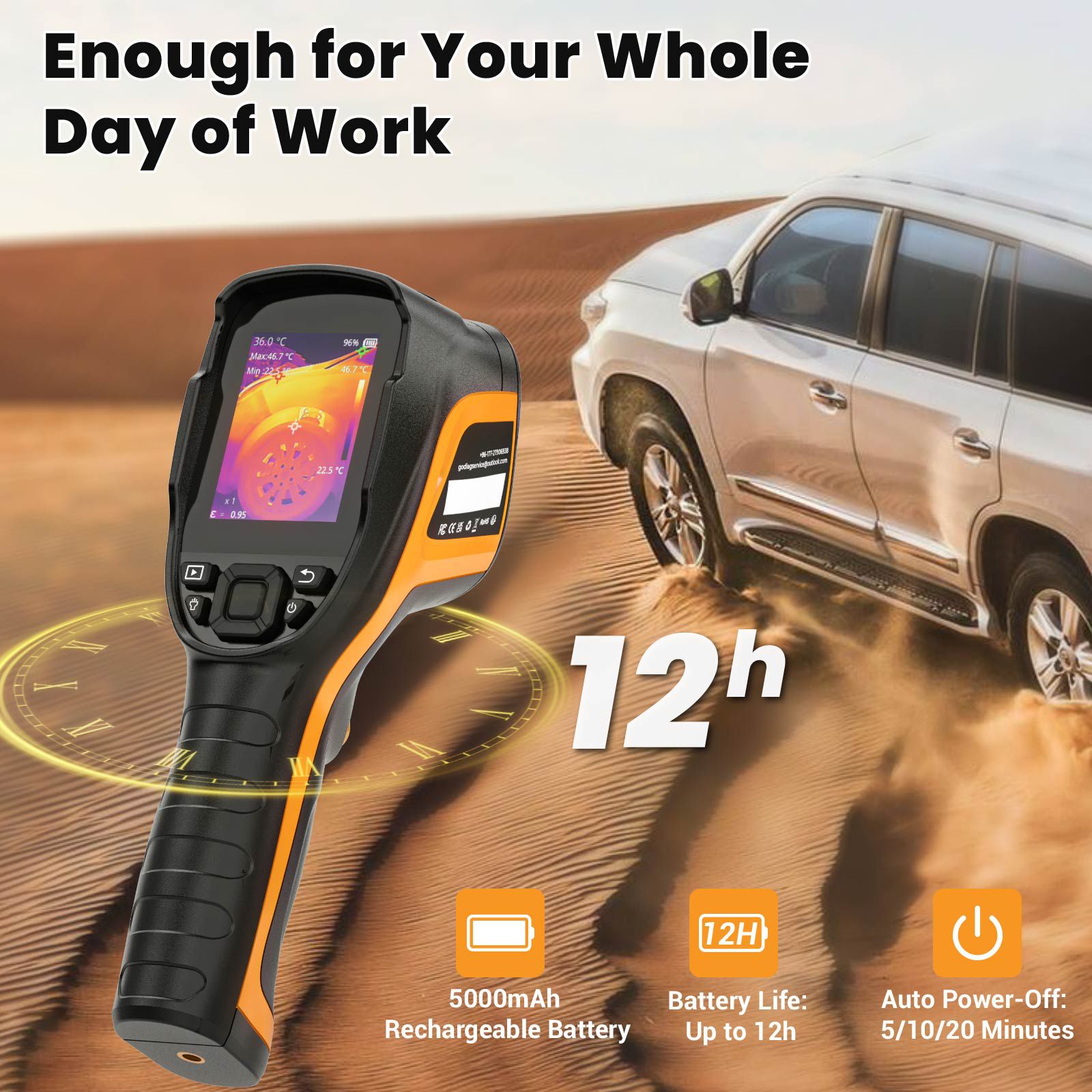 GODIAG GC001 Handheld Thermal Imaging Camera, 256 x 192 IR High Resolution, Infrared Camera Support PC Analysis & Video Recording