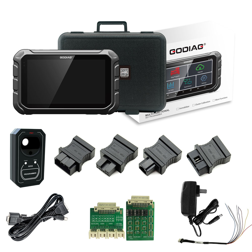 GODIAG GD801 Android OBDII Key Programmer Plus GT100 AUTO TOOLS Supports Mileage Correction ABS EPB TPMS EEPROM