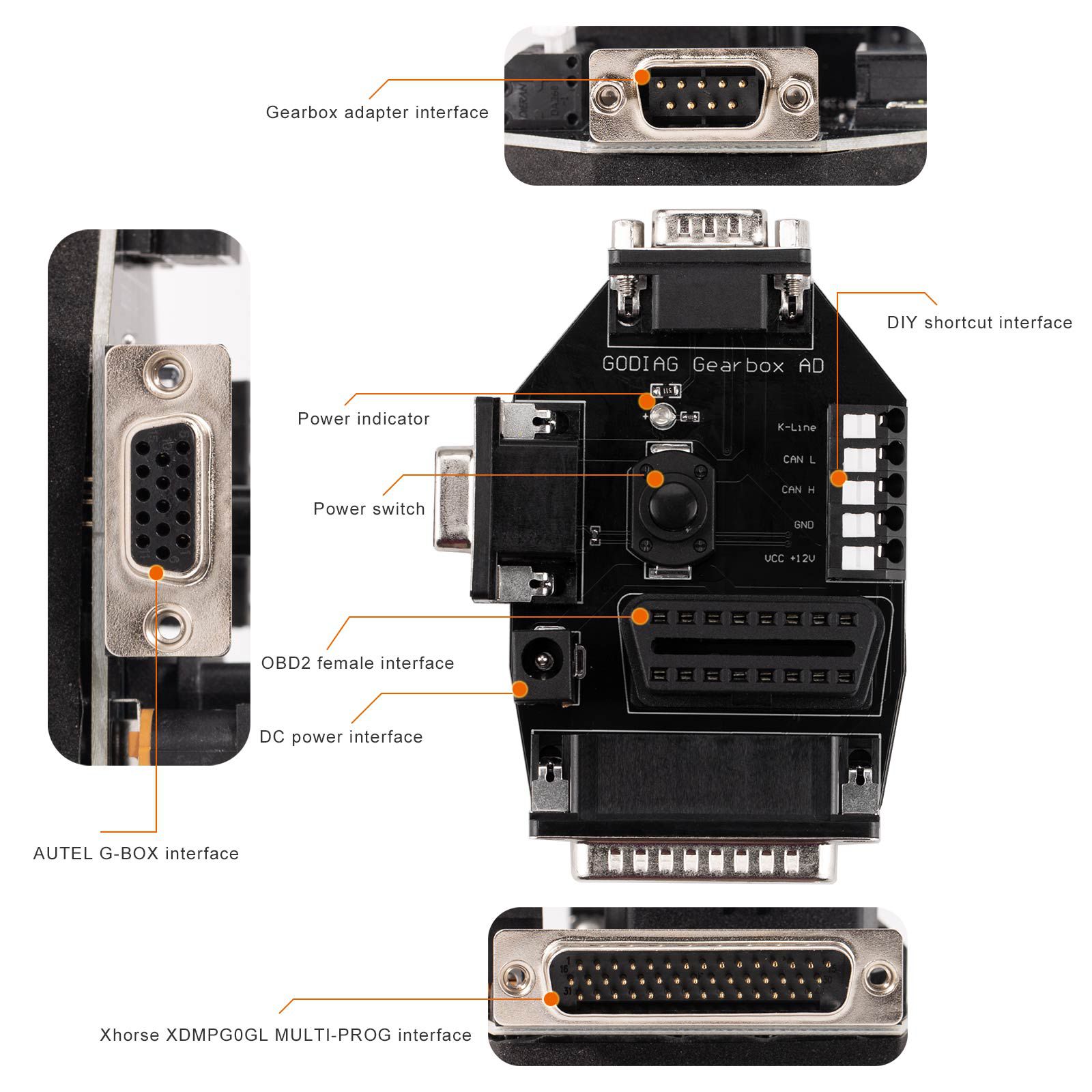 2025 New GODIAG Gearbox Cables 7-in-1 Set for V30/ DQ200/ DL501/ VL300/ VL381/ DQ500/ DQ250