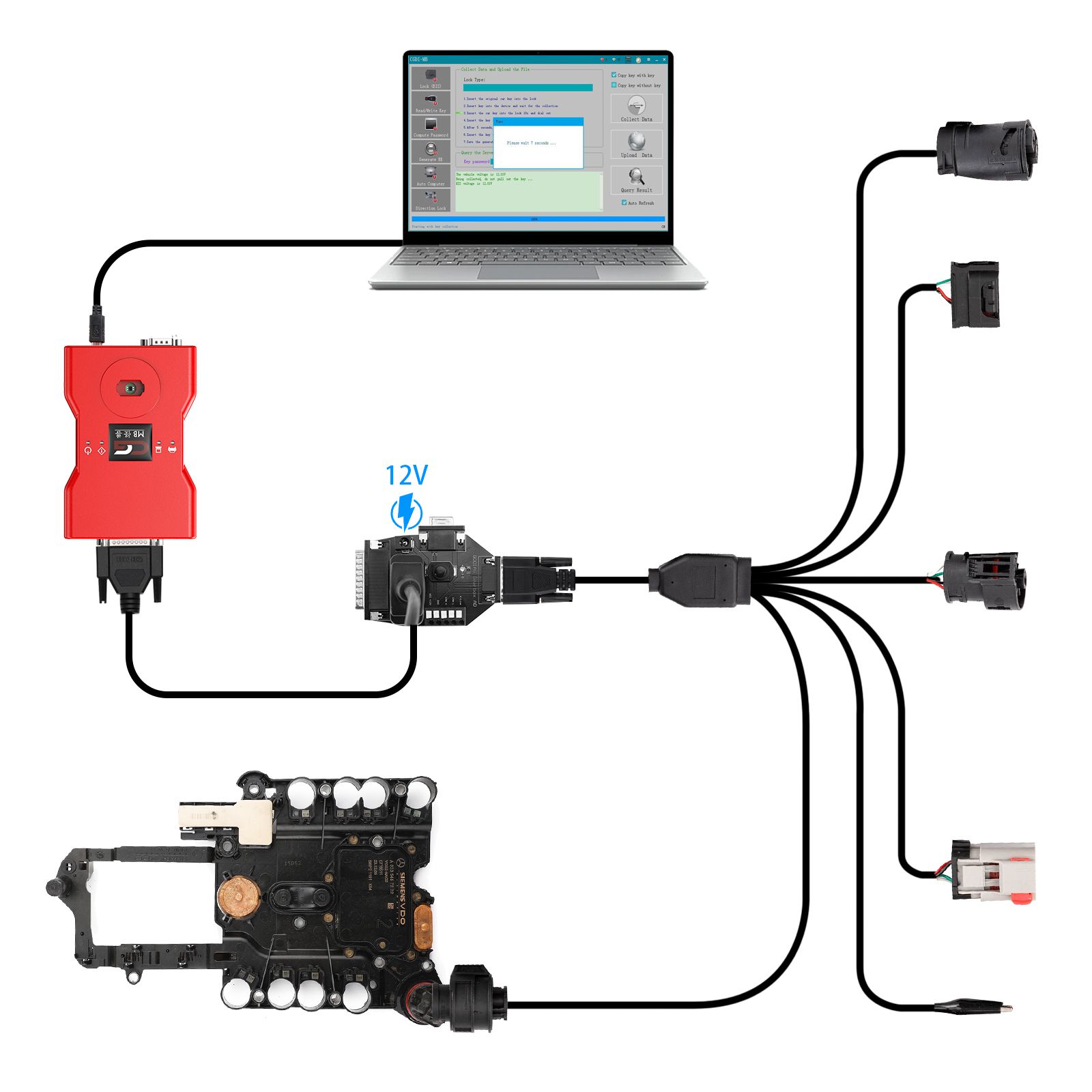 2025 GODIAG Gearbox ISM Cable 5-in-1 Set for Mercedes Benz VGS-FDCT 724/ VGS2-722.8/ VGS-7Gtronic-722.9/ VGS-9GT-725/ ISM