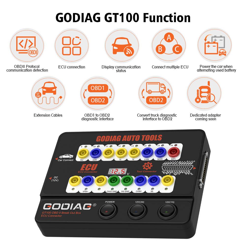 GODIAG GT100 Breakout Box ECU Tool with BMW CAS4 CAS4+ and FEM/BDC Test Platform Full Package with Electronic Current Display