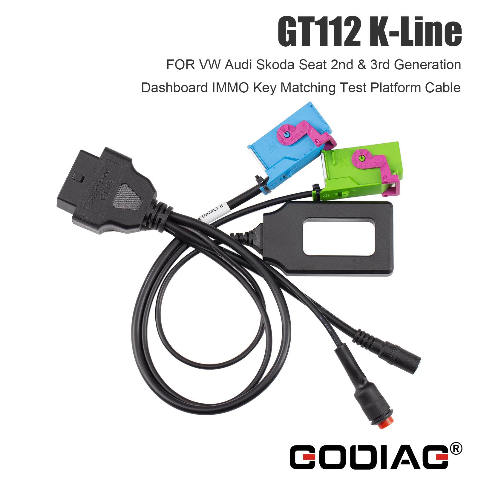 GODIAG GT112 K-Line for VW Skoda Seat 2nd & 3rd Generation Dashboard IMMO Key Matching Test Platform Cable
