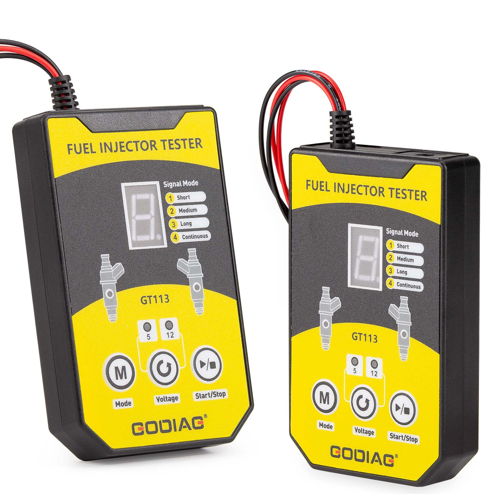 GODIAG GT113 Universal Fuel Injector Tester & Fuel Injector Cleaner Kit with 6 Sizes of Adapters 8 Pulse Modes for Cars, Motorcycle