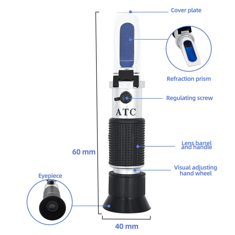 Handheld Brix Refractometer 0~32% Optical Sugar Food Beverages ATC Content Meter Tool Test
