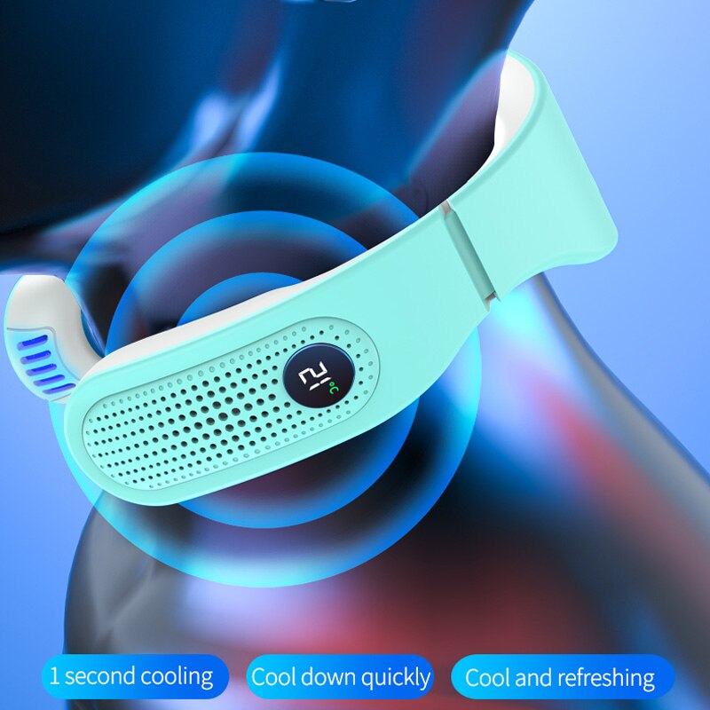 Portable Air Conditioner Hanging Neck Cooler Electric Neck Fan Cooling Heater Heating Neck Warmer Personal Wearable USB Fan