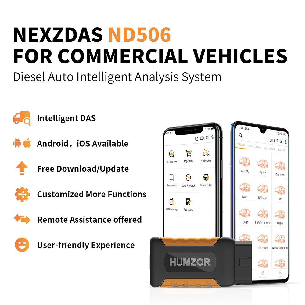 Humzor NexzDAS ND506 Commercial Vehicles Diesel Auto Full System Intelligent Diagnosis Tool