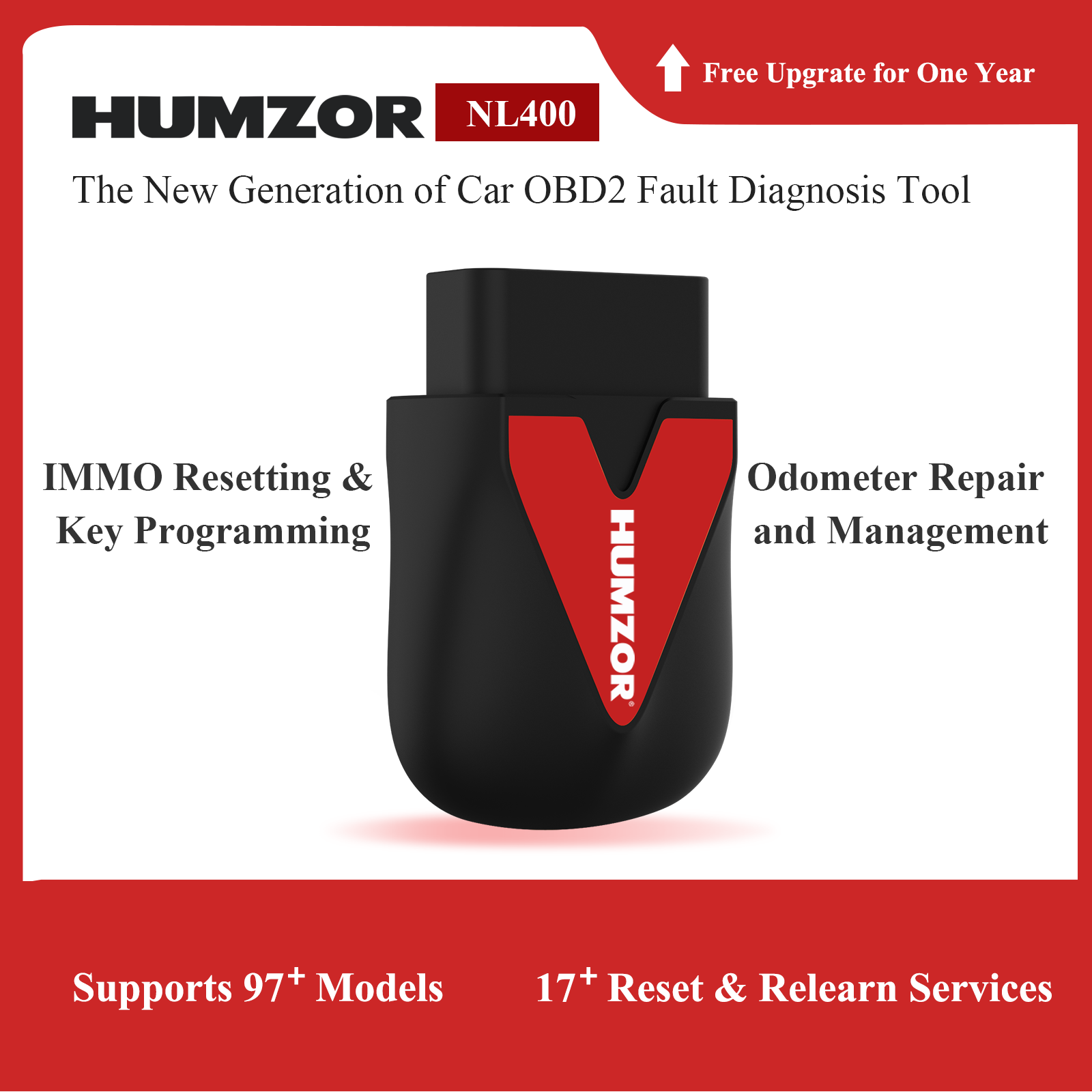Humzor NL400  Car OBD2 Fault Diagnostic Scanner Tool NexzDAS NL400 Powerfull App Immo Resetting & Odometer Repair Manager & Key Programming