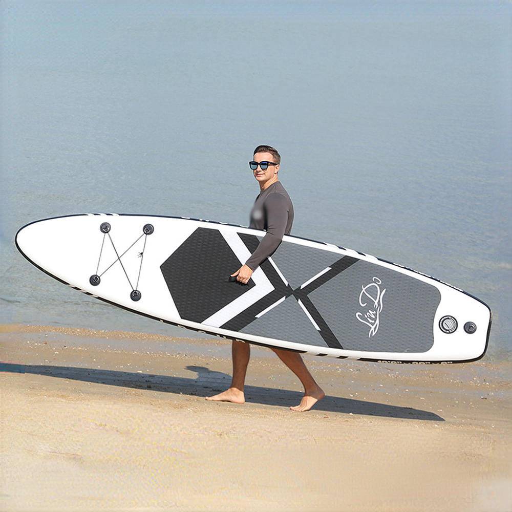 LinDo Inflatable Stand Up Paddle Board SUP Board Surfboard Water Sport Surf Set with Paddle Board Tail Fin Foot Rope Inflator