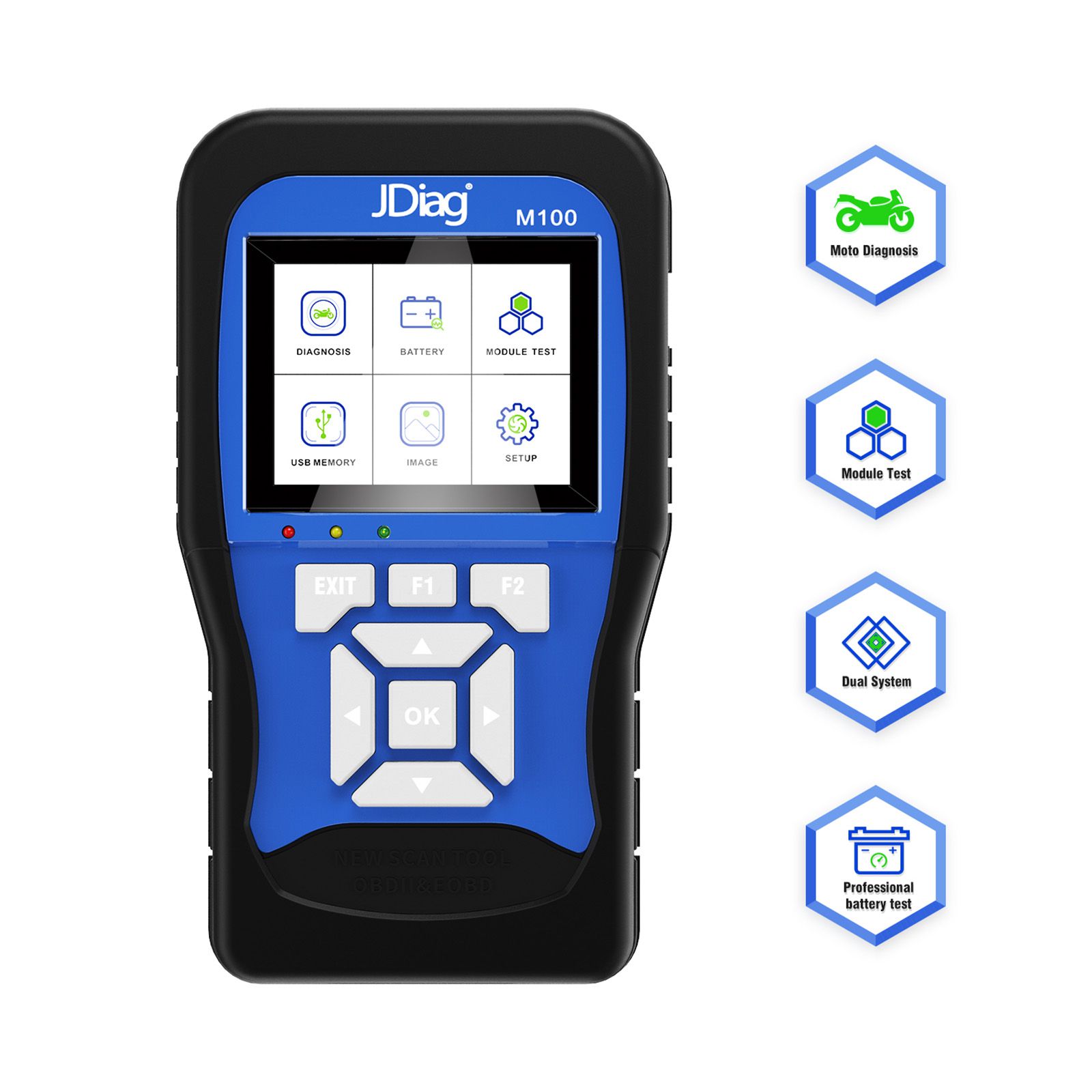 JDiag M100 Full Version Moto Scanner for Hartford, Aeon, Honda, SYM, Yamaha, Suzuki, Kymco, Kawasaki, Piaggio, PGO, KTM etc.