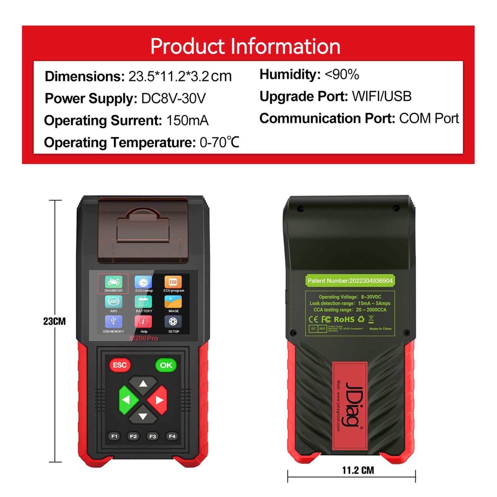 JDiag M200Pro Professional Motorbike Diagnostic Scanner Motorcycle Scan Tool Full Version