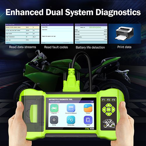 JDiag M300 Hand-held Motorcycle Diagnostic Scanner For Harley BMW Ducati AEON APRILIA BENELLI HONDA KAWASAKI KTM KYMCO PIAGGIO PGO SUZUKI SYM etc.