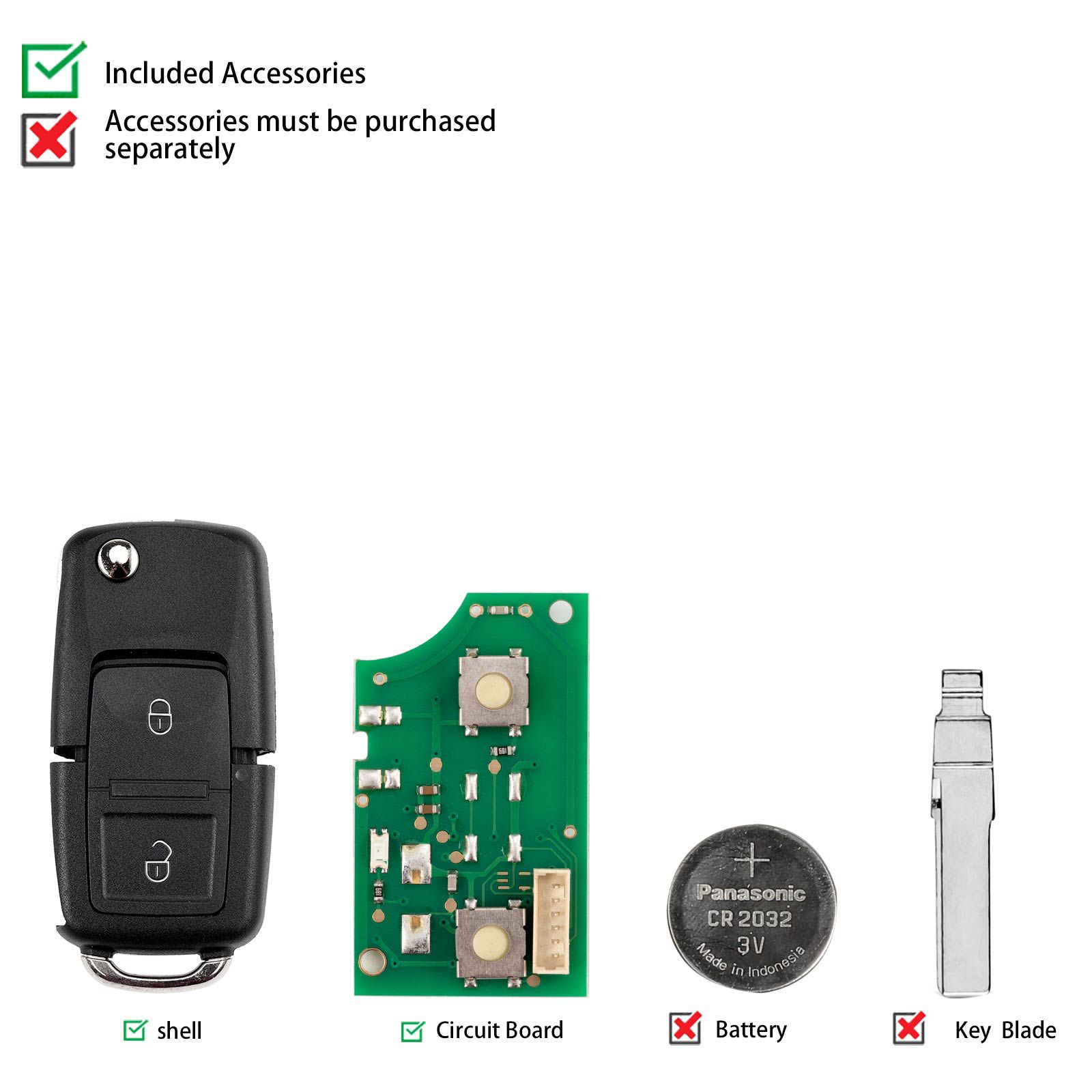 KEYDIY KD B01-2 Universal Flip Remote Key 2 Buttons for Volkswagen Type 5pcs/lot