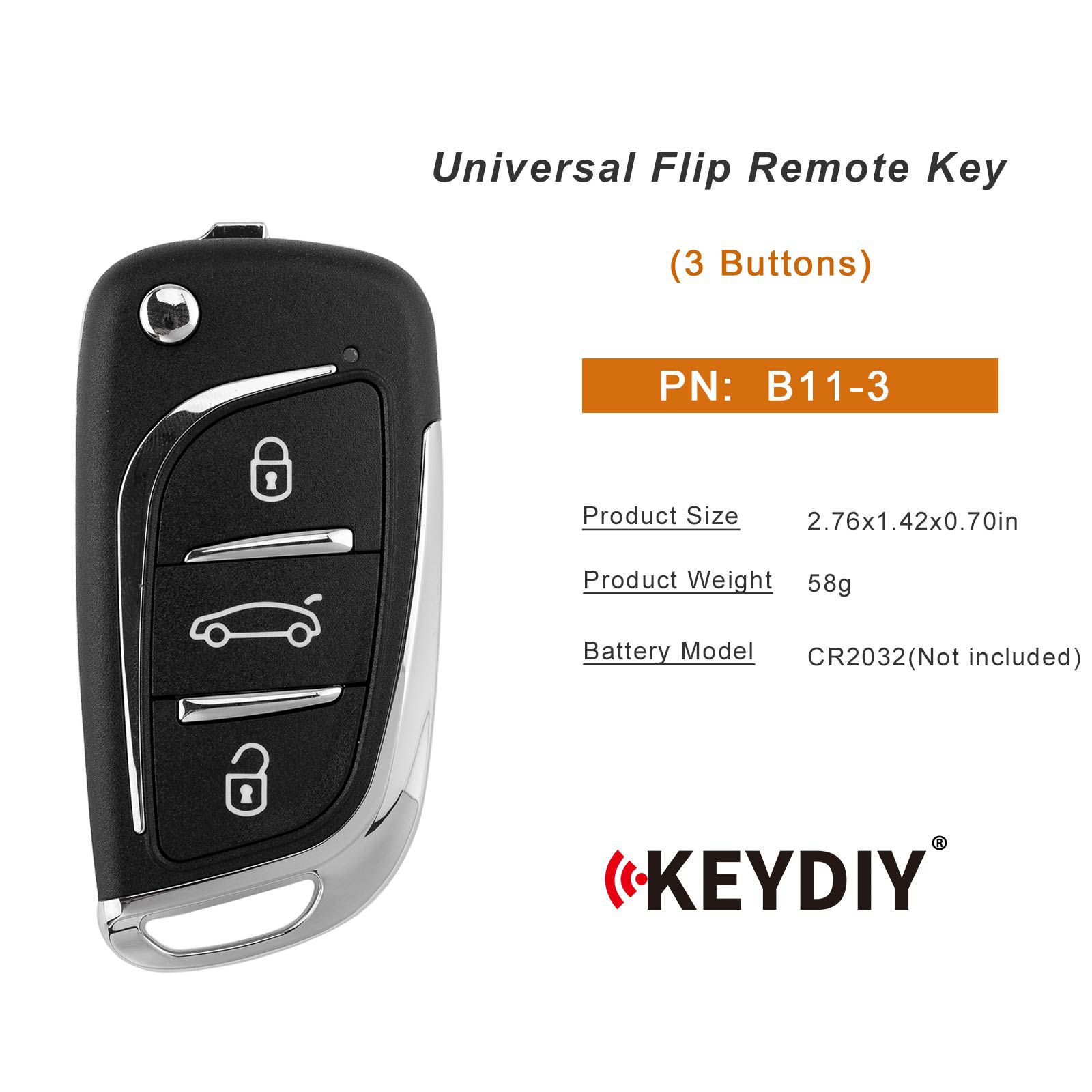 KEYDIY KD B11-3 (NEW) Universal Flip Remote Key 3 Buttons 5pcs/lot
