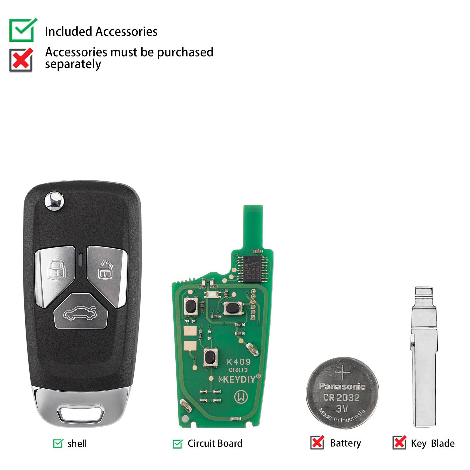 KEYDIY KD NB27-3 Universal Flip Remote 3 Buttons for Audi Type 5pcs/lot