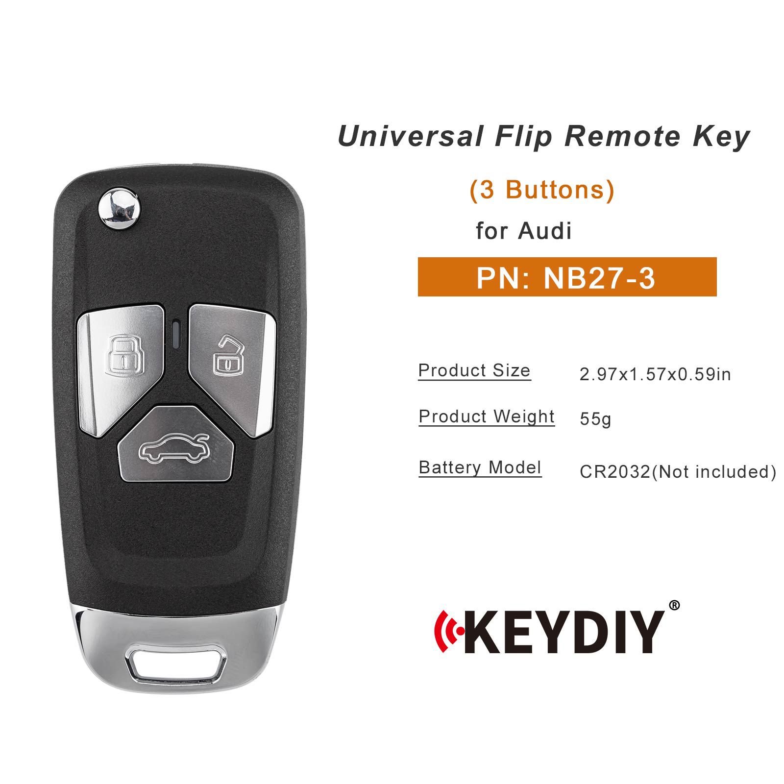 KEYDIY KD NB27-3 Universal Flip Remote 3 Buttons for Audi Type 5pcs/lot