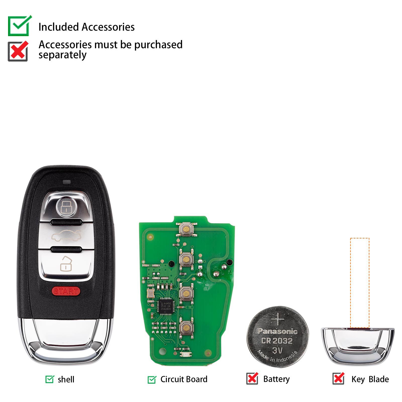 KEYDIY KD ZB01-4 Smart Remote Key for Audi Type 5pcs/lot
