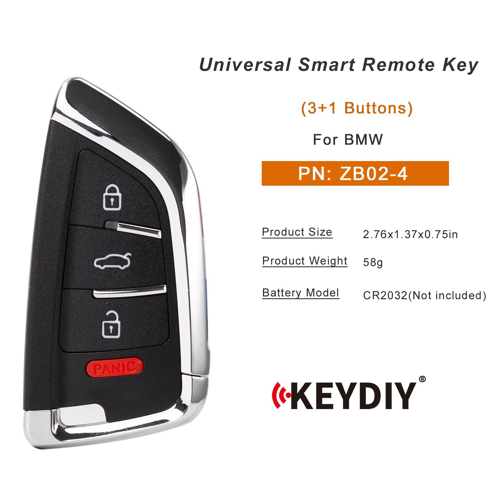 KEYDIY KD ZB02-4 Universal Smart Remote Key 3+1 Buttons for BMW Type 5pcs/lot