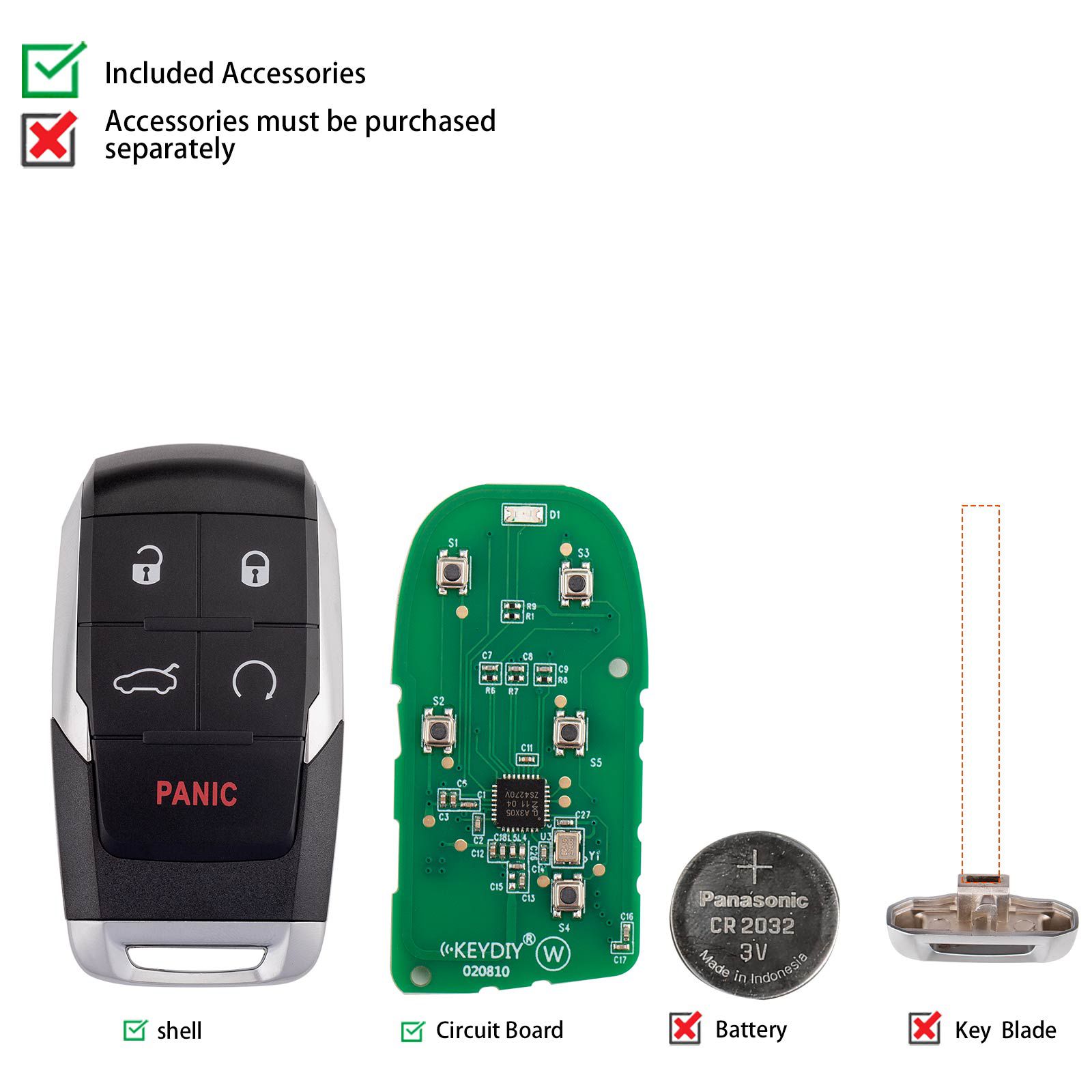 KEYDIY KD ZB18-5 Universal Smart Remote Key 4+1 Buttons for Dodge Ram Type 5pcs/lot