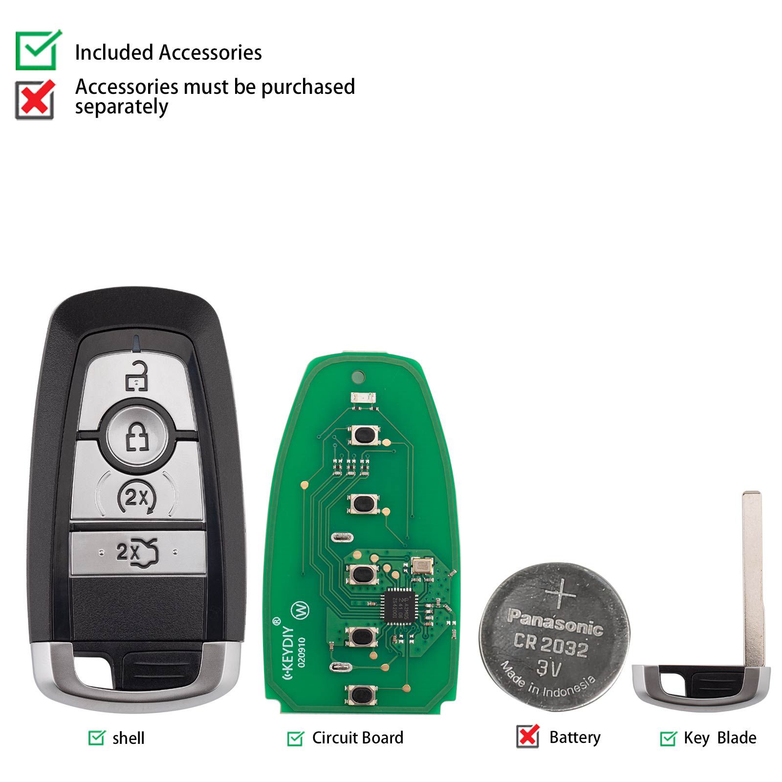 KEYDIY KD ZB21-4 Universal Smart Remote Key 4 Buttons for Ford Type 5pcs/lot
