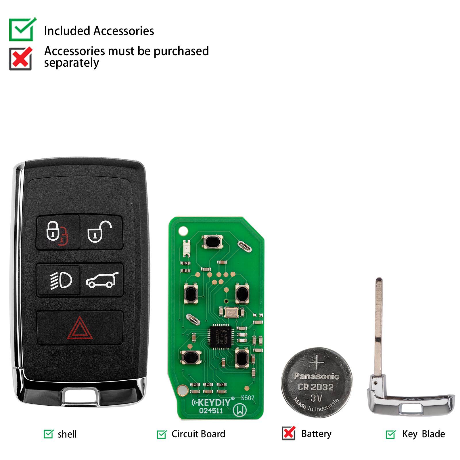 KEYDIY KD ZB24-5 Universal Smart Remote Key 4+1 Buttons for Land Rover Type 5pcs/lot