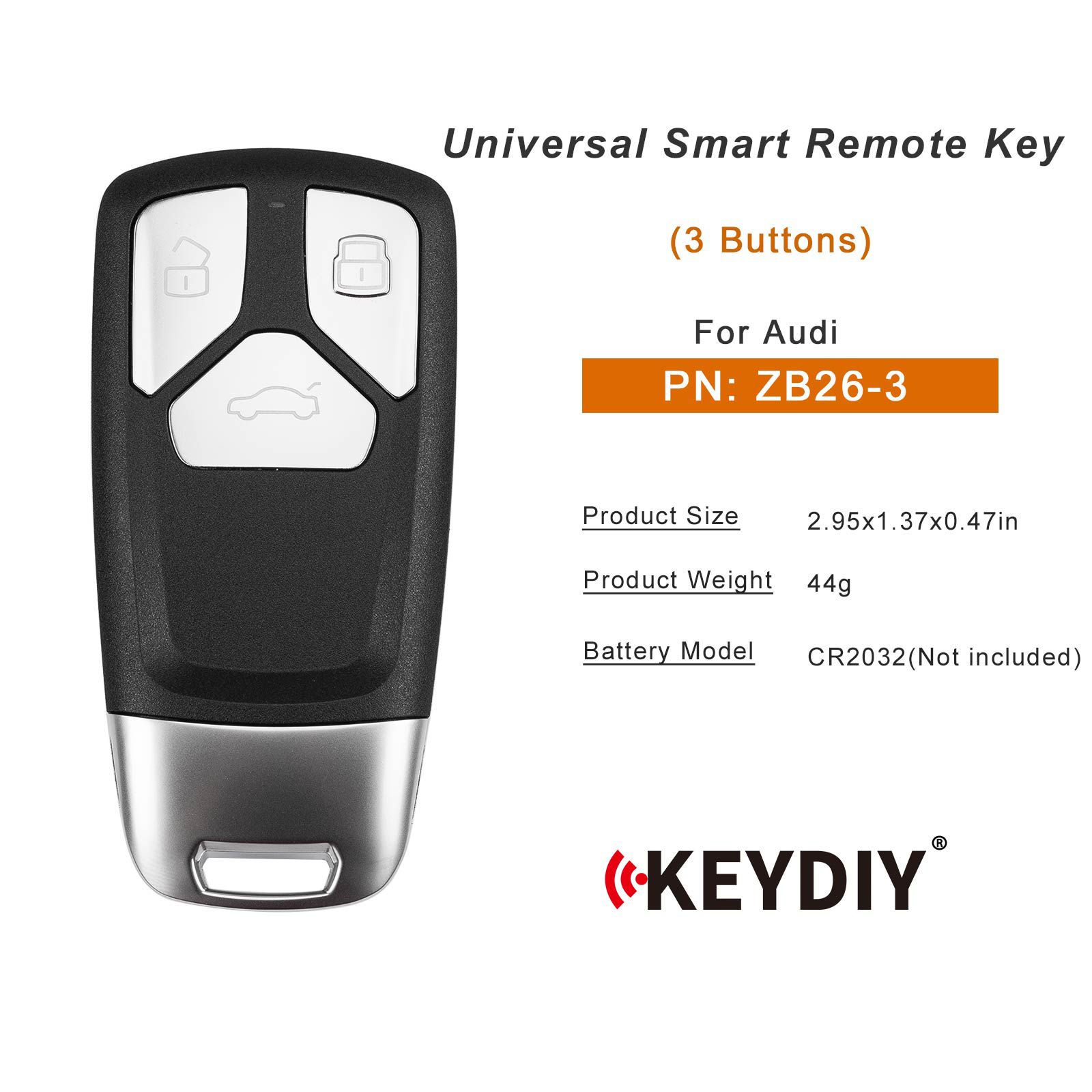 KEYDIY KD ZB26-3 Universal Smart Remote Key 3 Buttons for Audi Type 5pcs/lot