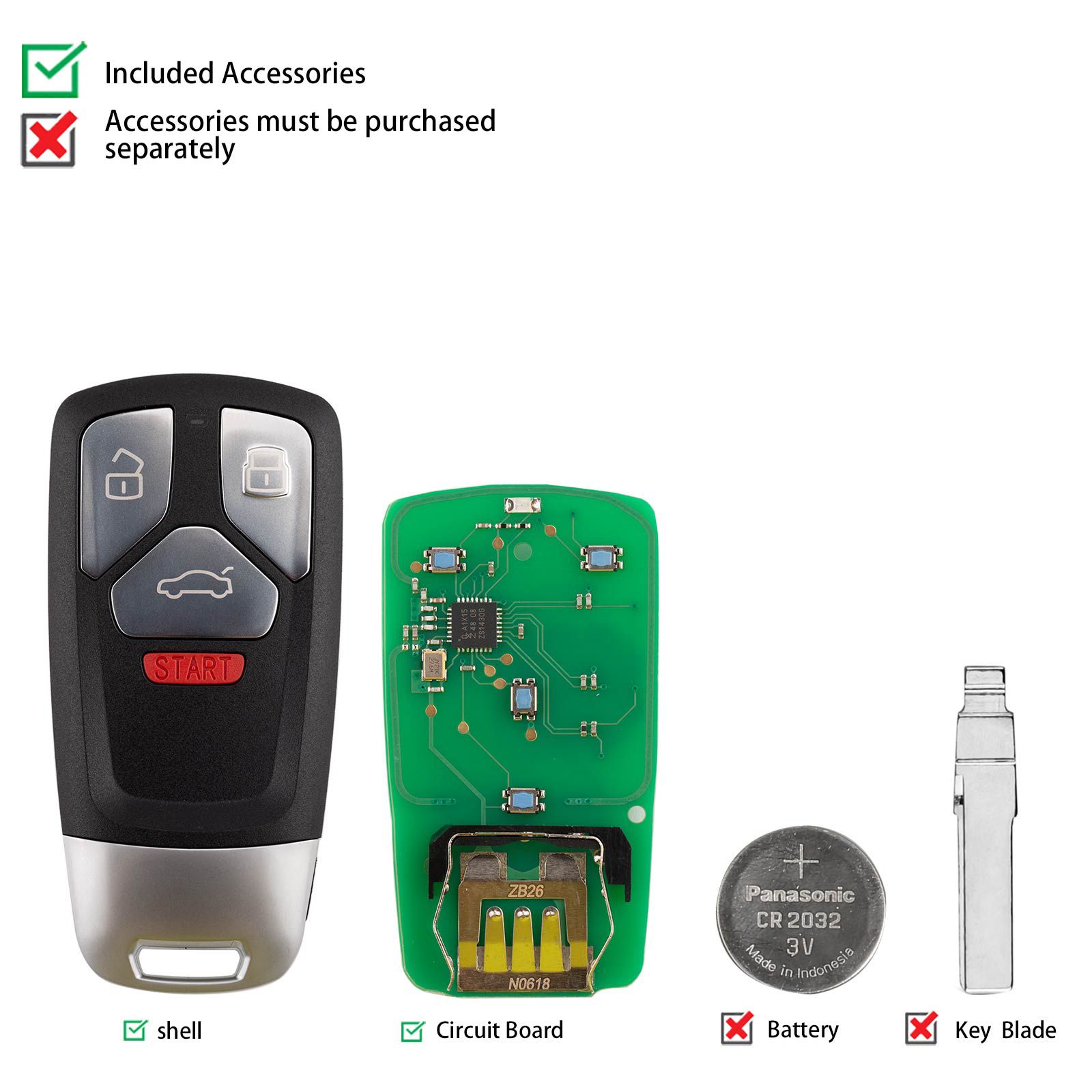 KEYDIY KD ZB26-4 Universal Smart Remote Key for Audi Type 5pcs/lot