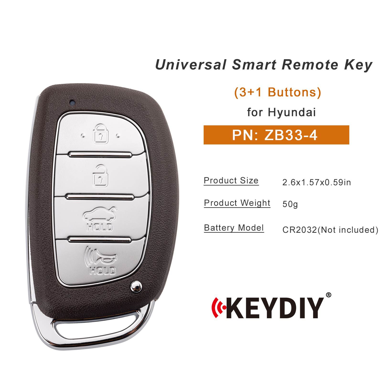 KEYDIY KD ZB33-4 Universal Smart Remote Key 3+1 Buttons for Hyundai Type 5pcs/lot