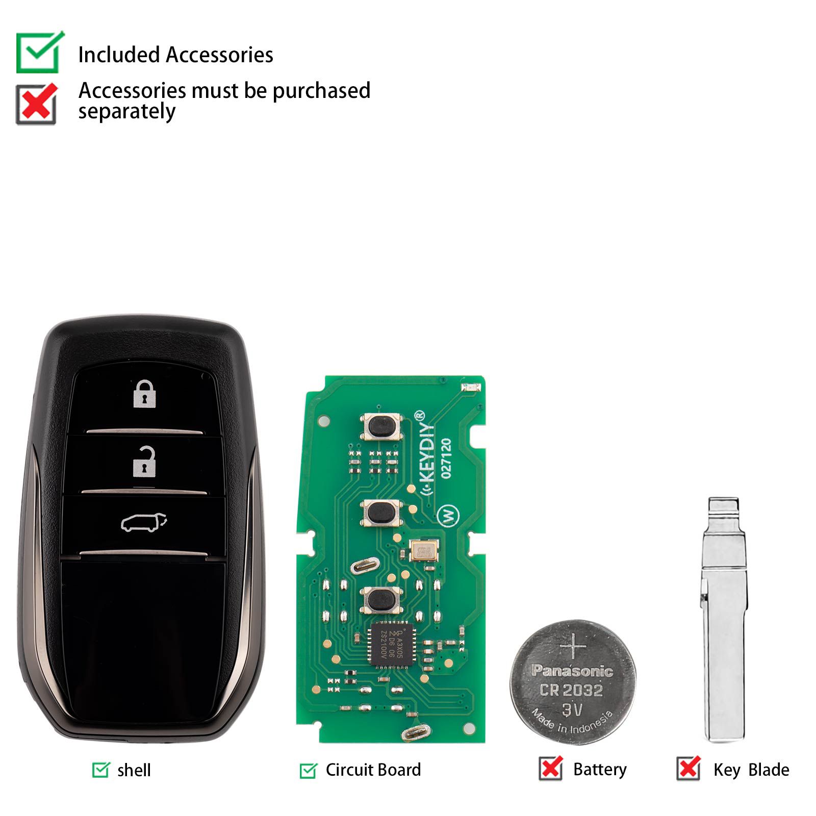 KEYDIY KD ZB35-3 Universal Smart Remote Key 3 Buttons for Toyota Type 5pcs/lot