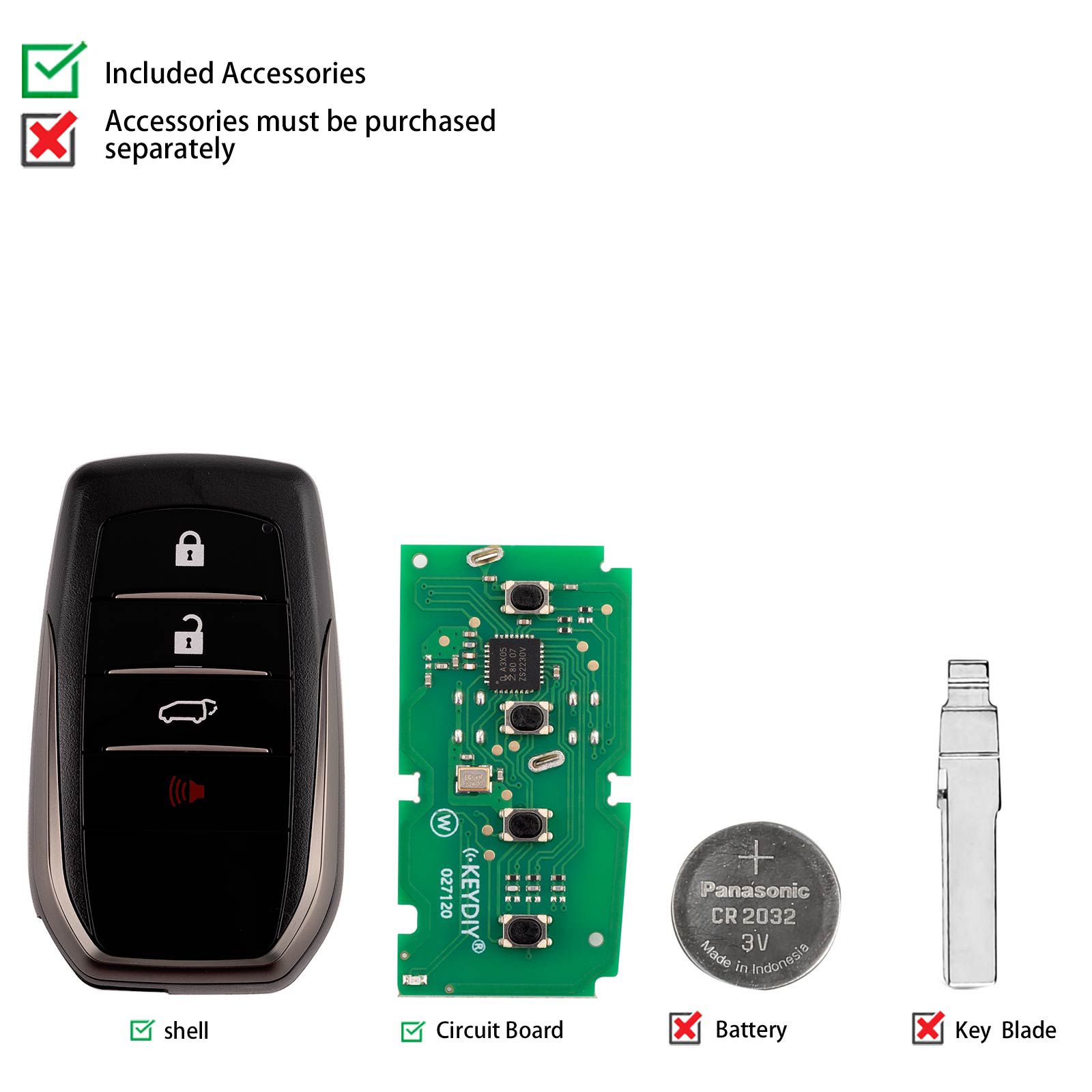 KEYDIY KD ZB35-4 Universal Smart Remote Key 3+1 Buttons for Toyota Type 5pcs/lot