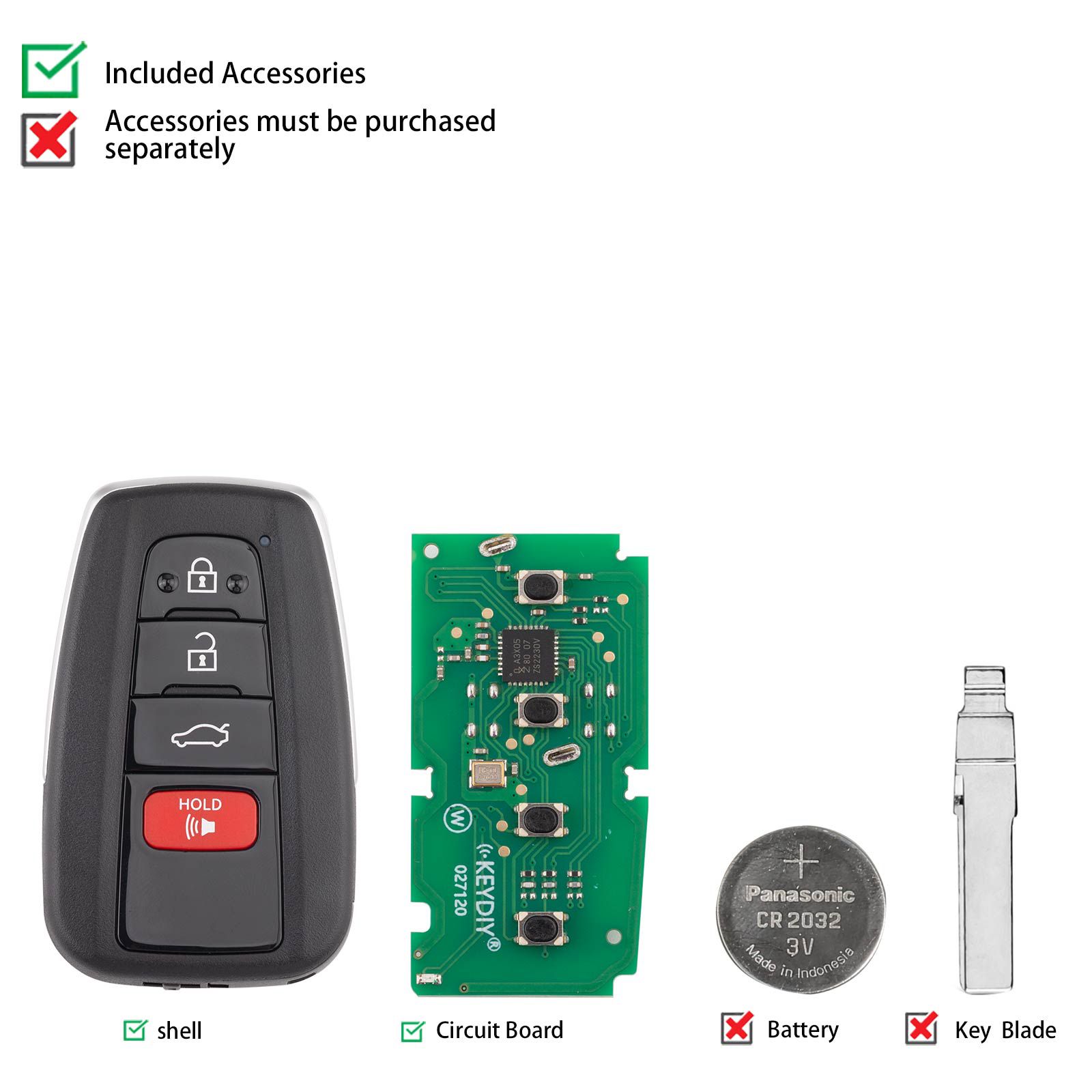 KEYDIY KD ZB36-4 Universal Smart Remote Key 3+1 Buttons for Toyota Type 5pcs/lot