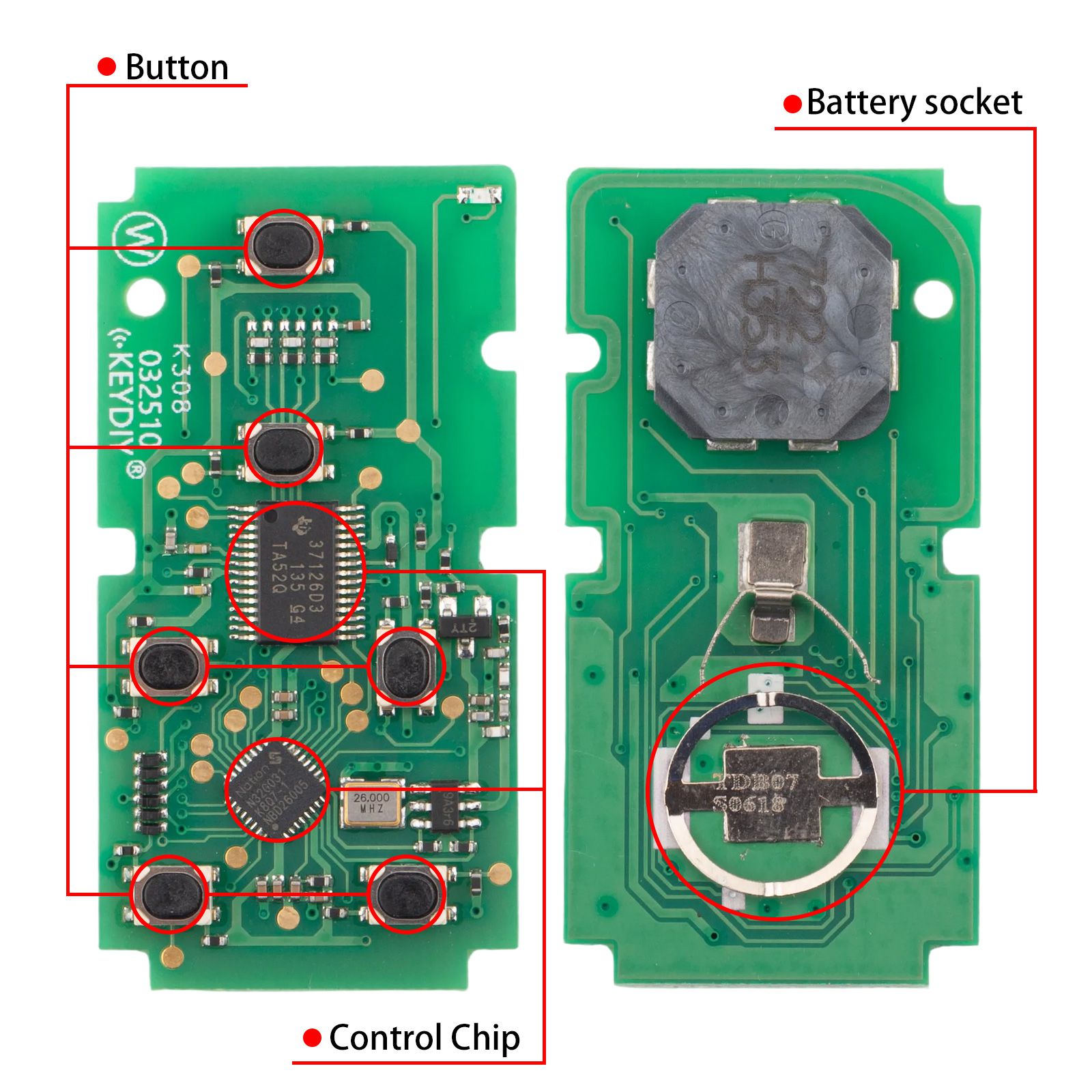 KEYDIY TDB07-06 Universal Smart Remote Key PCB Only 5pcs/lot