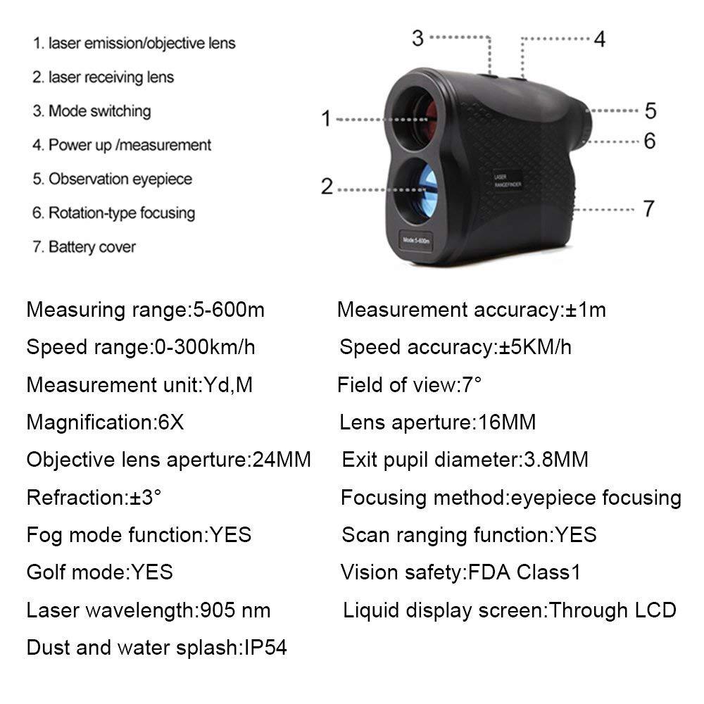 Laser Rangefinder 600M Laser Distance Meter for Golf Sport, Hunting, Survey Golf Range Finder Measuring tools