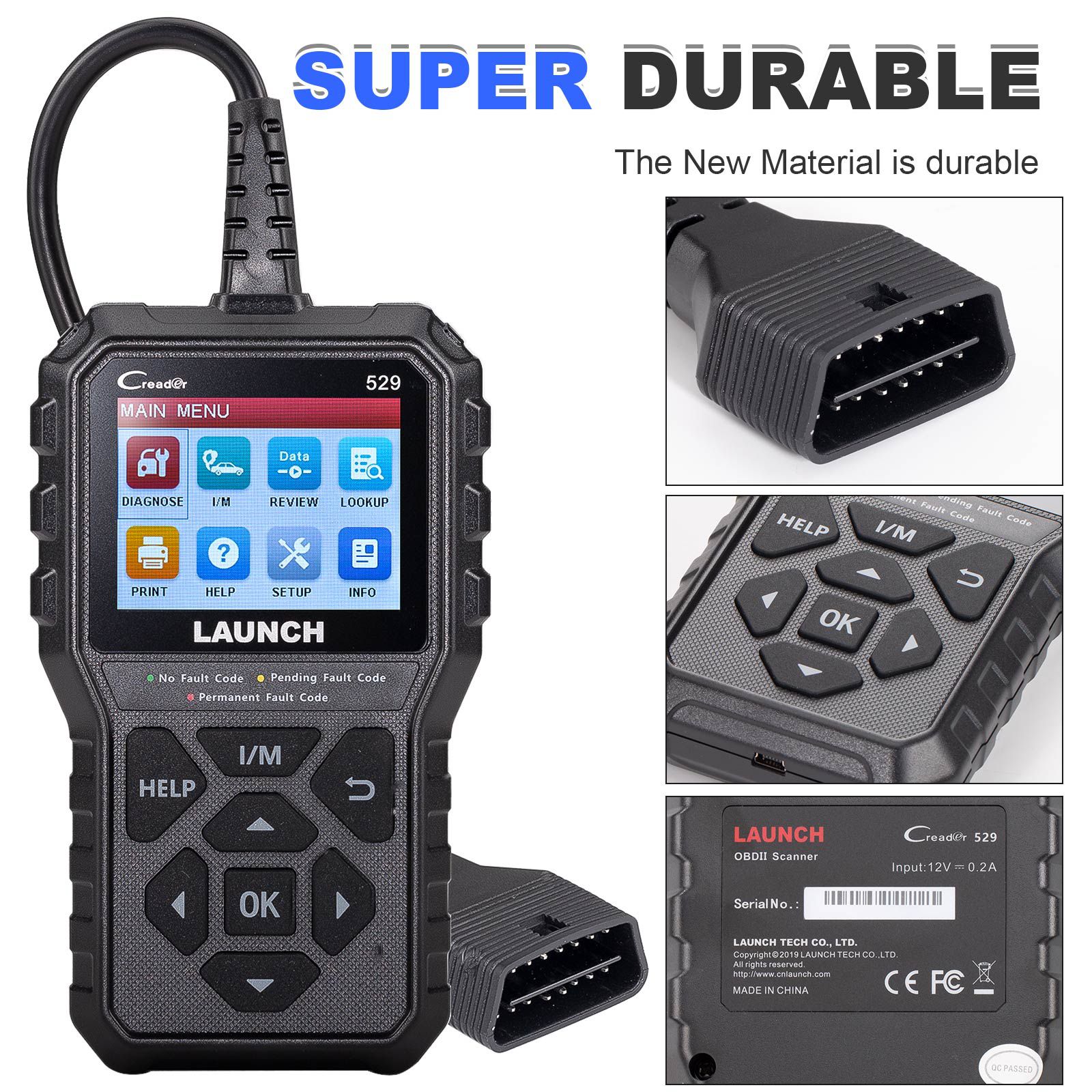 LAUNCH CR529 OBD2 Scanner Diagnostic Tool, Full OBD2 Scanner Backup, Clear Codes, One Click I/M, for DIYers with Cars After 1996