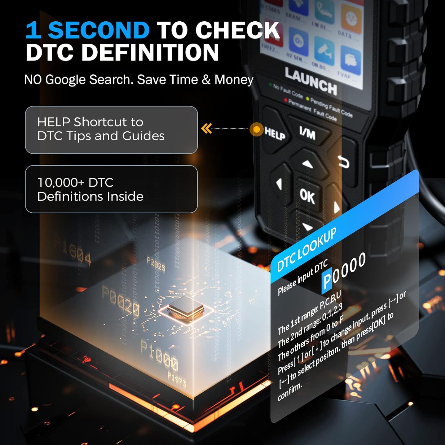LAUNCH CR529 OBD2 Scanner Diagnostic Tool, Full OBD2 Scanner Backup, Clear Codes, One Click I/M, for DIYers with Cars After 1996
