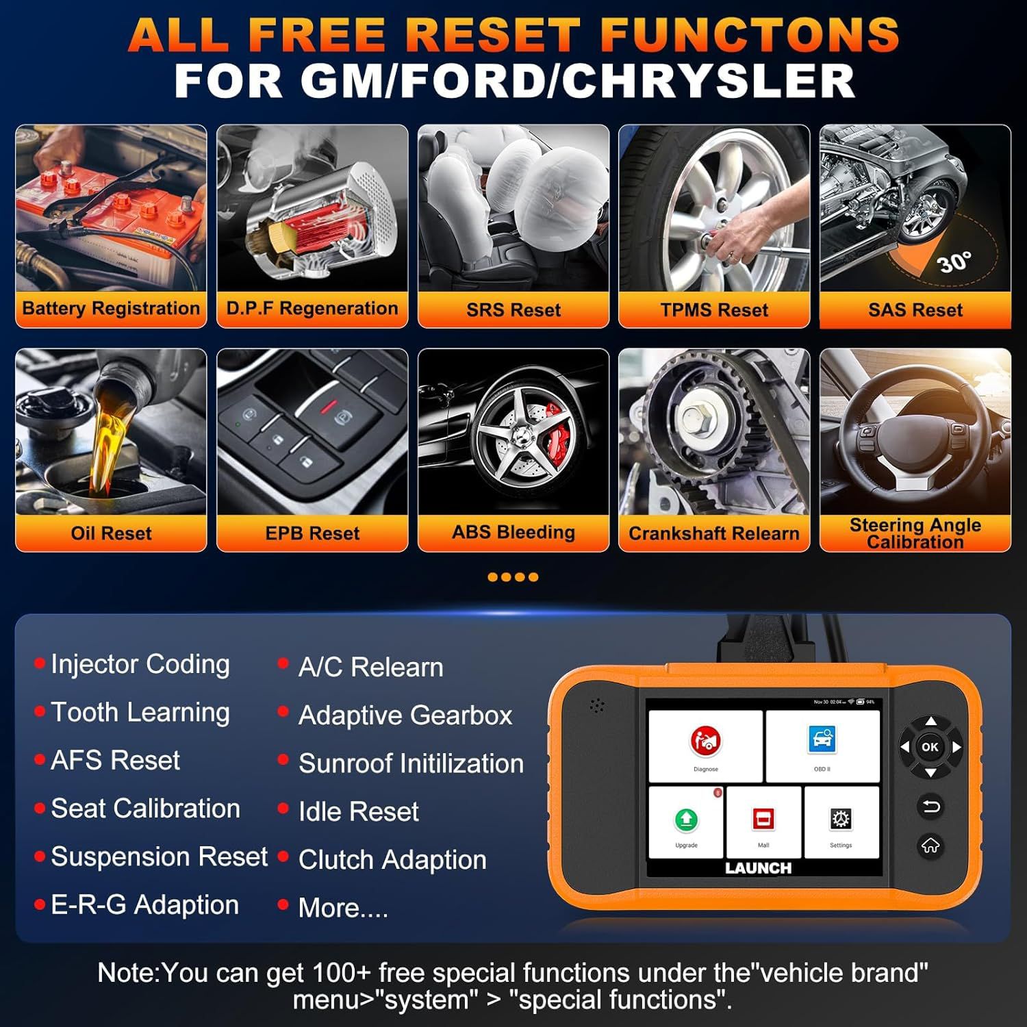 2025 LAUNCH Creader Elite 2.0 FGC Full System Diagnostic Bi-Directional Scan Scanner for Ford/ GM/ Buick/ Cadillac/ Chevrolet/ Chrysler/ Dodge/ Jeep