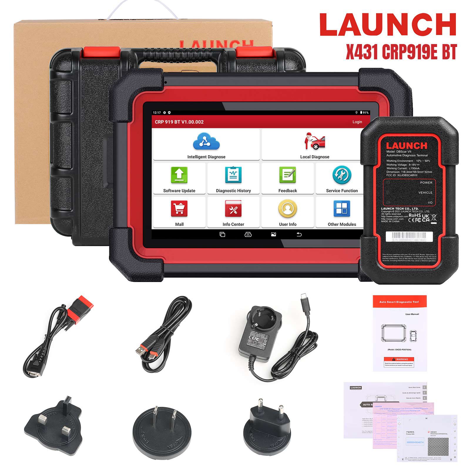 Launch CRP919E BT Diagnostic Scanner with Bluetooth Supports CAN FD DoIP and ECU Coding 31+ OE-Level Maintenance Functions